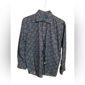 Alan Flusser Mens Paisley Long Sleeve Shirt Size‎ Medium Green/Blue